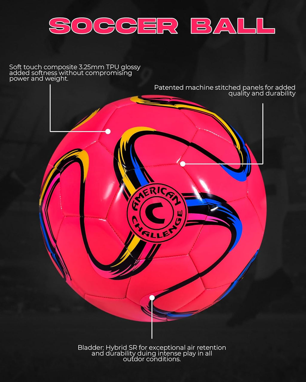 Brasilia Soccer Ball – Professional Training Soccer Ball for Grass Fields – Durable TPU Machine Stitched Soccer Balls – Sizes 2, 3, 4 & 5 – Outdoor Practice & Match Play